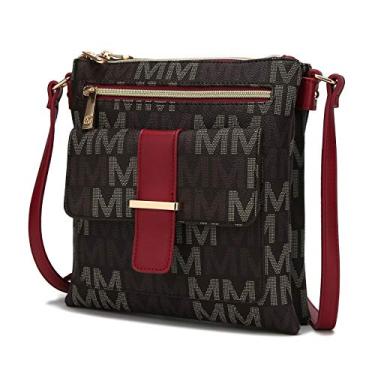 Imagem de MKF Collection Bolsa tiracolo feminina de couro vegano, bolsa carteiro com compartimento triplo da Mia k, Jeni Red, Medium