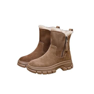Imagem de Bota Feminina Forrada com Pelúcia Luxo Inverno – Camurça Premium, Solado Tratorado Antiderrapante – TAM 38