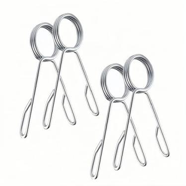 Imagem de 4 peças de grampos olímpicos de barra de 5 cm, clipes de colar de mola de aço pesado, grampos de barra de peso para halteres para casa, academia, halterofilismo, treinamento de força