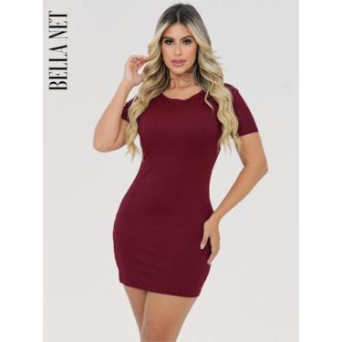 Imagem de Vestido feminino curto com manguinhas canelado P M G - Preto - M - Bel