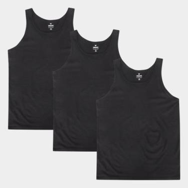 Imagem de Kit Regata Hering C/ 3 Peças Masculina, Preto, P