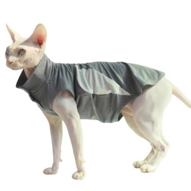Imagem de Camisa protetora solar respirável com bloqueio de UV para gatos | Ultraleve e elástica para Sphynx, Oriental Shorthair, Devon Rex, Abyssinian e Kittens (médio)