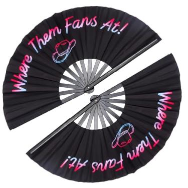 Imagem de ZESTLASH Pacote com 2 botas de 33 cm para fãs de dança Clack Popping Line no chão, grande, dobrável, leque de mão para fazer som para Dance Rave (Where Them Fans at Black)