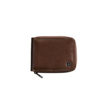 Imagem de Carteira Masculina de Couro com zíper Suissewin Café, U