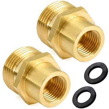 Imagem de ANPTGHT Conector De Mangueira Jardim Latão E Metais, 2 Peças, 3/4" Macho, Ght X 1/4" Fêmea, Adaptador Tubo Npt Com Arruelas Pressão Extras