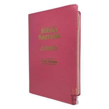 Imagem de Bíblia Sagrada Letra Jumbo - Ziper Agenda - Pink - C/ Harpa - Revista 