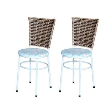 Imagem de 2 Cadeiras Branca para Mesa Hawai Avelã Assento Floral - Laumar, Flora