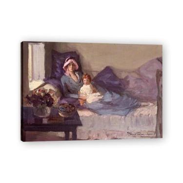 Imagem de Holding A Child John Lavery Classic Realist Portrait & War Scene Canvas Art – Decoração de parede de arte irlandesa para casa emoldurada 30 x 42 cm