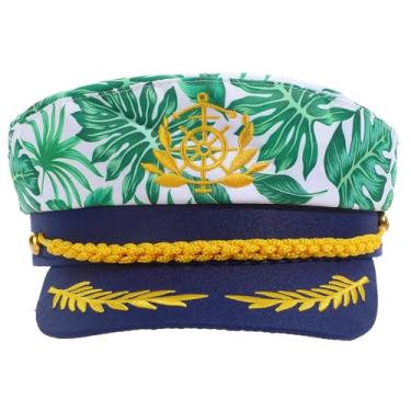 Imagem de Erying 1 chapéu de capitão de marinheiro tropical flor iate chapéu de festa de barco acessório para cabeça para mulheres e homens