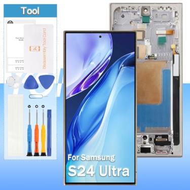 Imagem de Substituição de tela para Samsung Galaxy S24 Ultra [para versão dos EUA], para Samsung SM-S928B SM-S928U SM-S928A Display LCD Touch Digitalizador Assembly(dourado com moldura, suporte para impressão