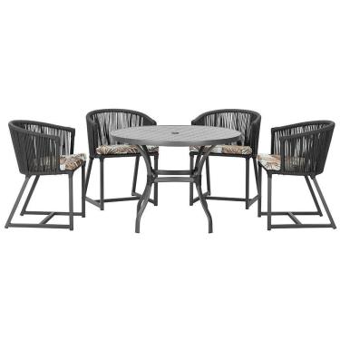 Imagem de Mesa Com 4 Cadeiras E Noronha Estofado 6 Trama autêntico Preto