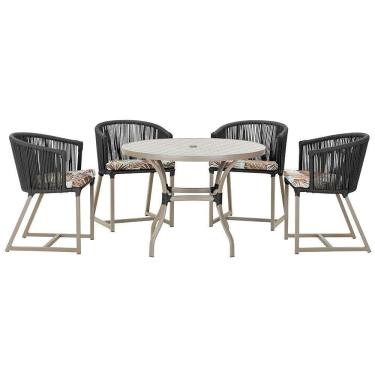 Imagem de Mesa Com 4 Cadeiras E Noronha Estofado 6 Trama autêntico Preto