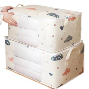 Imagem de Caixa Organizadora Flexível Closet Roupa Cobertor Casacos Armário(1,Bege)