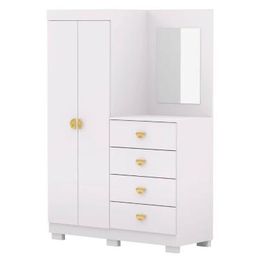 Imagem de Guarda Roupa Cômoda Com Espelho 120cm Rita Branco V02 - Mpozenato