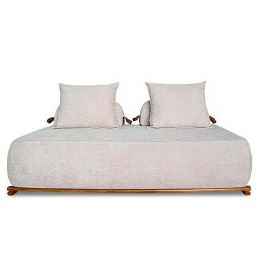 Imagem de Sofá 3 Lugares 200cm Ilha Base Madeira Viero S06 Boucle Bege - Mpozenato