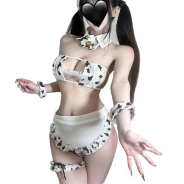 Imagem de Conjunto de lingerie feminina sexy cosplay de anime vaca sutiã e calcinha (6)