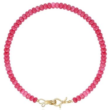 Imagem de Colar de pedras preciosas, gargantilha com contas, para mulheres, melhores amigas, presentes de aniversário para adolescentes, coisas modernas, meias de Natal para ela, laço de ouro 14K, joia de pedra