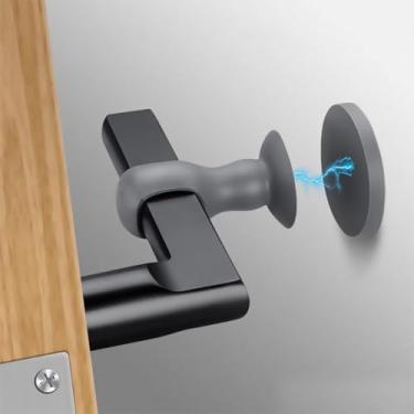 Imagem de 2 pacotes de batente magnético de porta de gel de sílica, sem perfuração, alça magnética de silicone, almofada anticolisão para casa, banheiro, quarto, resistência à porta silenciosa para trava de