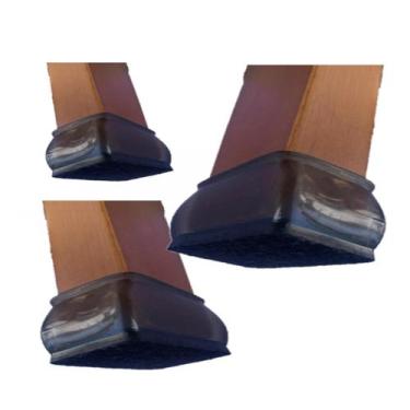 Imagem de Kit 8 Pezinho Com Feltro Retangular Silicone Para Pé Cadeira - Geoprot