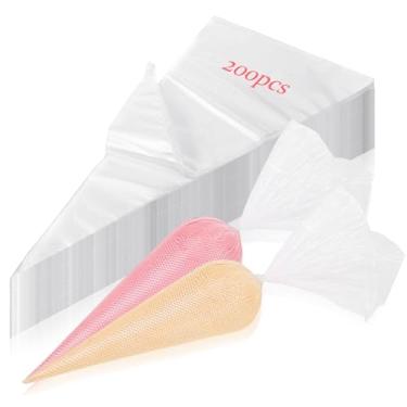 Imagem de 200 sacos de confeitar 61 cm, grandes sacos de confeitar descartáveis, cobertura de pastelaria espessa, antiderrapante e anti-explosão