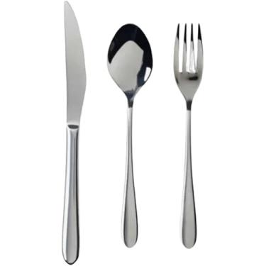 Imagem de Conjunto de Talheres em Aço Inox, 18 Peças, Garfo, Faca e Colher, Ideal para Buffet e Restaurante, Uso Doméstico, Elegante
