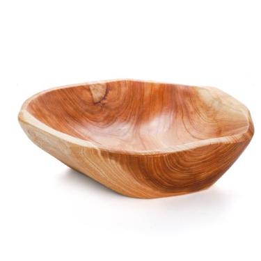 Imagem de Fruteira ZENFUN de madeira natural 20-24 cm feita à mão em estilo vint