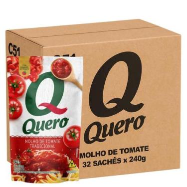 Imagem de Caixa Molho de Tomate Quero Tradicional 240g 32 Un.