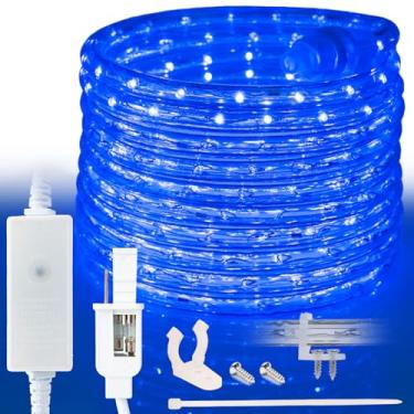 Imagem de West Ivory 762 LEDs, luz de corda LED externa azul de 30,5 m, 8 modos, iluminação externa permanente à prova d'água conectável ao ar livre, capa de PVC, férias, pátio de quintal, jardim doméstico