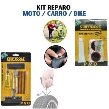 Imagem de Combo Kit reparo pneu REmendo Profissional Carro Moto e Bike - Zein