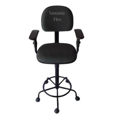 Imagem de Cadeira Secretaria Caixa Alta Braço Regulagem Altura Estrela - Sintoni