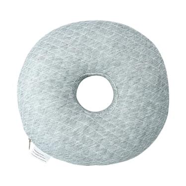 Imagem de YWJLQH Travesseiro protetor auricular com furo, 30 cm, macio, em formato de O, para dormir de lado, Grade Cinza