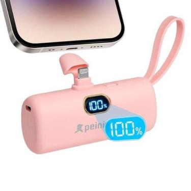 Imagem de Carregador Portátil Rosa Power Bank 5000Mah Carga Rápida - Peining