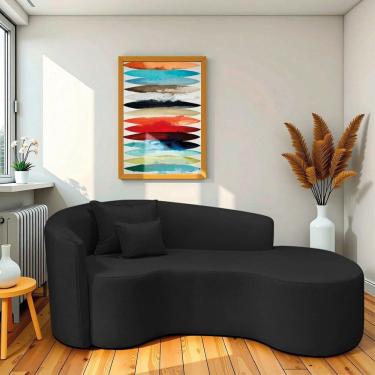Imagem de Recamier Curvo Orgânico 200cm 3 Lugares Lado Direito para Sala de Estar Bouclé Londres Preto
