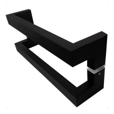 Imagem de Puxador Porta Duplo Em Aço Inox 60cm Modelo Solution Preto - DECORPLAC