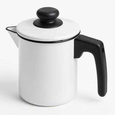 Imagem de Leiteira Esmaltada, Jarra para Ferver Leite, com Tampa e Bico de Metal, 900 Ml