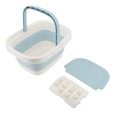 Imagem de Banheira Dobrável para Pés, Bacia de Massagem Portátil Com Alça Inferior Texturizada para Pés Relaxantes, Imersão e Lavagem de Pés Em Casa, Viagens e Uso Ao Ar Livre (BLUE)