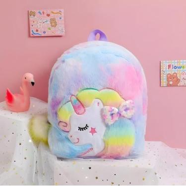 Imagem de Mochila Bolsa Escolar Infantil Pelúcia Unicórnio Uniso YT893, Variação
