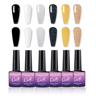 Imagem de Esmalte de gel, 6 kits de cores, esmalte de gel brilhante de longa duração, conjunto de esmaltes de gel profissional para unhas de salão de beleza DIY para iniciantes