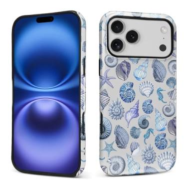 Imagem de Kapadiy Capa para iPhone 17 Pro Max, design de concha de verão com proteção dupla híbrida de silicone rígido PC à prova de choque, capa protetora fina antiarranhões para homens e mulheres