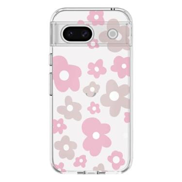 Imagem de xoniery Capa transparente não amarelada compatível com Google Pixel 8A com estampa floral fofa, proteção à prova de choque de luxo para Google Pixel 8A capa floral para mulheres meninas - verde