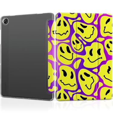 Imagem de MEEgoodo Capa para Samsung Galaxy Tab A9 Plus 27.9 cm 2023 (compatível com o modelo SM-X210/X216/X218), capas para tablet A9+ com textura de seda e capa traseira transparente para PC, rostos