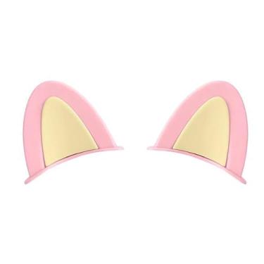 Imagem de Cffuvros Orelhas de Gato para Capacete, PVC Creative Chefe Helmet Orelhas, Aprimore a Segurança, Reduzindo a Resistência Ao, Acessórios de Capacete de Motocicleta (Rosa + amarelo)