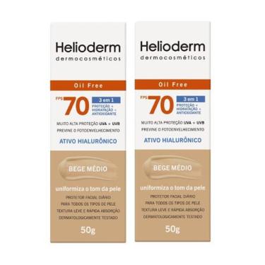 Imagem de Kit 2 Protetor Facial Helioderm Fps70 Bege Médio 50g - Kley Hertz