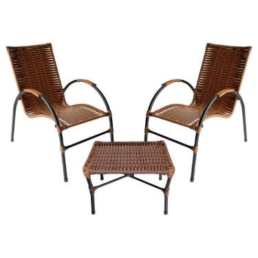 Imagem de Conjunto de Mesa de Centro e 2 Cadeiras Ônix para Área Externa