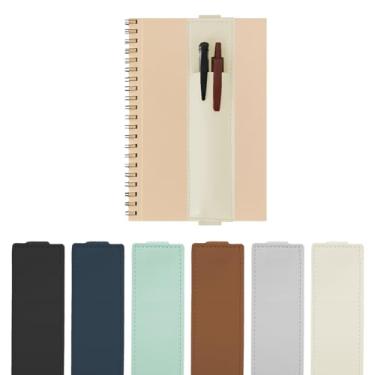 Imagem de 6 peças de suporte de caneta duplo elástico ajustável para notebook, bolsa de couro para caderno, bolsa de manga destacável para agendas, fichários e livros, capas rígidas de tablet