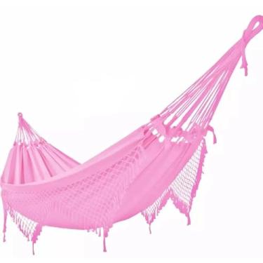 Imagem de Rede de Dormir Descanso Muitas Cores Luxo Casal grande Gigante Pernambucana Crua/Bege(Rosa bebê)