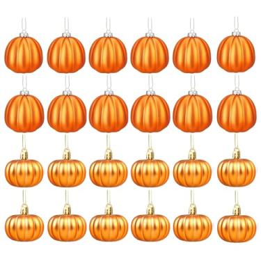Imagem de Pinenjoy 24 peças de enfeite de abóbora laranja para pendurar, 5 cm, mini bola de abóbora, decoração de colheita de outono para artesanato, dia das bruxas, árvore de Natal, decoração de casa