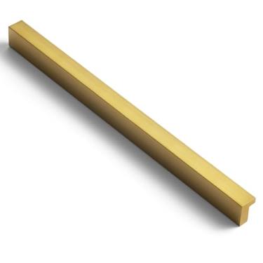 Imagem de Goo-Ki Puxadores de armário 12 peças - Puxadores de gaveta dourados escovados 7-1/2 pol. (192 mm) - Puxadores de gaveta sólidos inclinados para puxadores de armário de cozinha - Puxador de dedo, 4402