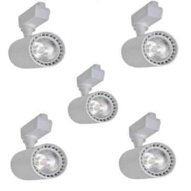 Imagem de kit 5 Spots Led Para Trilho Branco 20W 3000K Luz Amarela JNG, 3