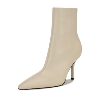 Imagem de Nine West Bota feminina Ohmy cano médio, Couro creme 150, 38